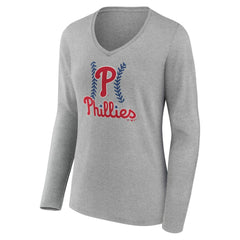 Philadelphia Phillies Women's Personalized Name & Number Fastball Long Sleeve V-Neck T-Shirt - MLB