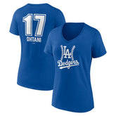 Shohei Ohtani Los Angeles Dodgers Women's Fastball Player Name & Number V-Neck T-Shirt - MLB