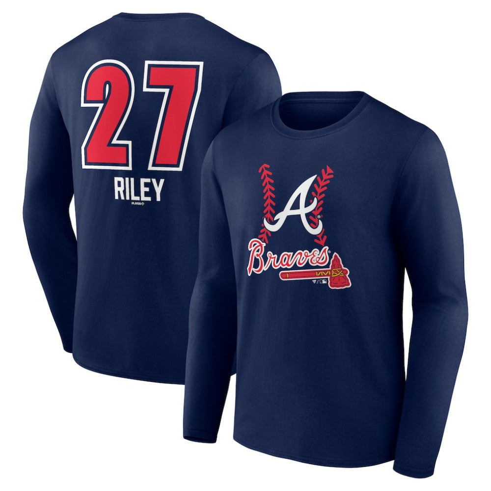 Austin Riley Atlanta Braves Fastball Player Name & Number Long Sleeve T-Shirt - MLB