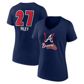 Austin Riley Atlanta Braves Women's Fastball Player Name & Number V-Neck T-Shirt - MLB