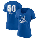 Mookie Betts Los Angeles Dodgers Women's Fastball Player Name & Number V-Neck T-Shirt - MLB