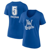 Freddie Freeman Los Angeles Dodgers Women's Fastball Player Name & Number V-Neck T-Shirt - MLB