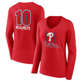 J.T. Realmuto Philadelphia Phillies Women's Fastball Player Name & Number Long Sleeve V-Neck T-Shirt - MLB