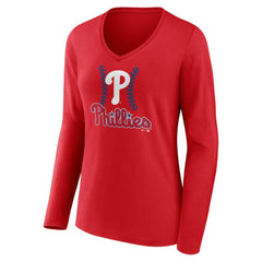 Alec Bohm Philadelphia Phillies Women's Fastball Player Name & Number Long Sleeve V-Neck T-Shirt - MLB
