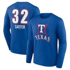 Evan Carter Texas Rangers Fastball Player Name & Number Long Sleeve T-Shirt - MLB
