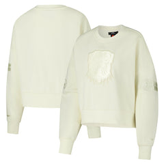 Cleveland Browns Pro Standard Triple Tonal Cropped Fleece Pullover Sweatshirt Cream | NFL
