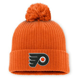Philadelphia Flyers Fanatics Primary Logo Cuffed Knit Hat with Pom - Orange - NHL