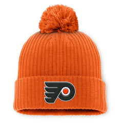 Philadelphia Flyers Fanatics Primary Logo Cuffed Knit Hat with Pom - Orange - NHL