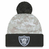 Las Vegas Raiders New Era 2024 Salute To Service Digital Camo Cuffed Knit Hat with Pom White/Graphite | NFL