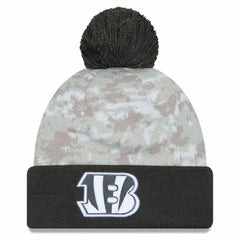 Cincinnati Bengals New Era Youth 2024 Salute To Service Cuffed Pom Knit Hat White/Graphite | NFL