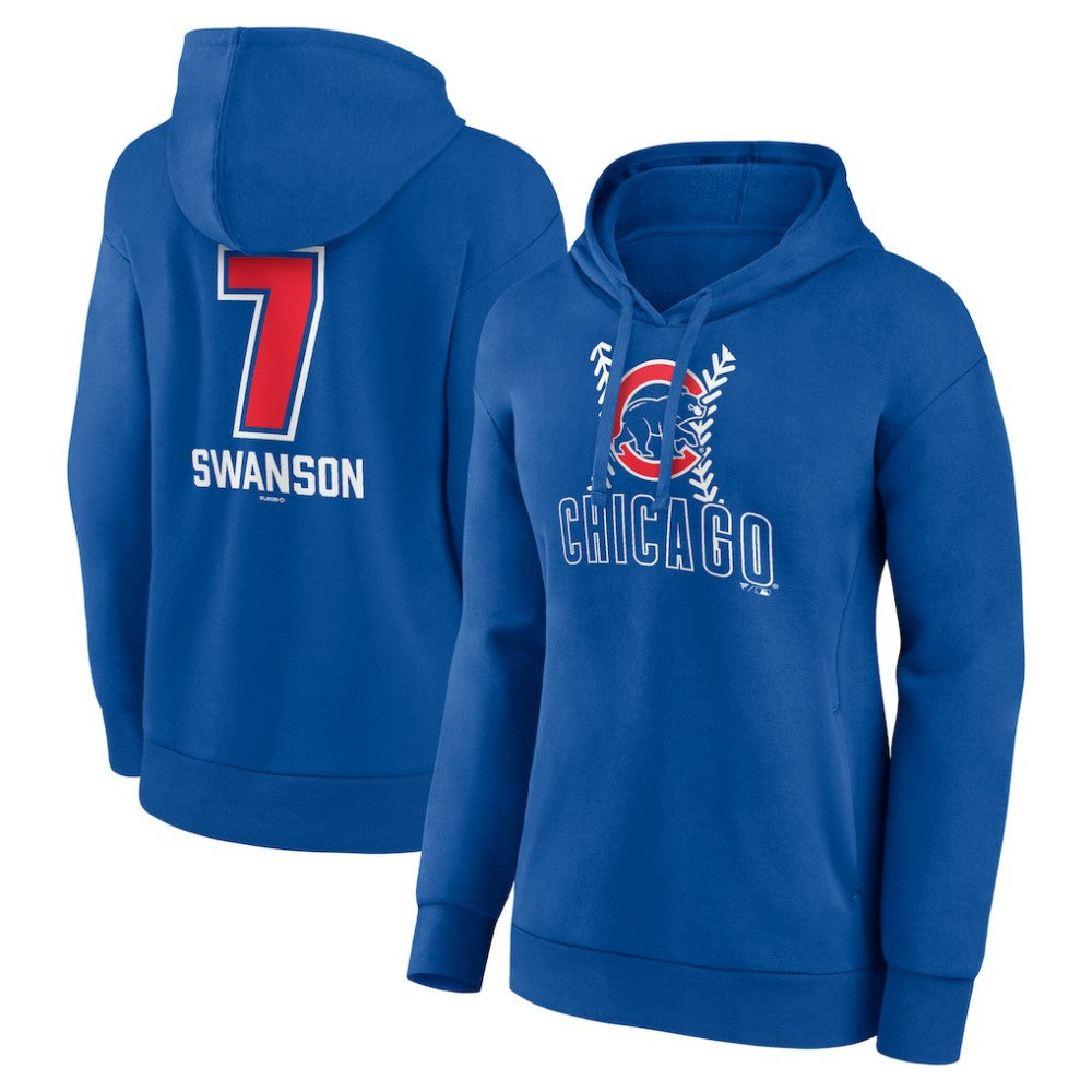 Dansby Swanson Chicago Cubs Women's Fastball Player Name & Number Pullover Hoodie - MLB