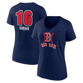Jarren Duran Boston Red Sox Women's Fastball Player Name & Number V-Neck T-Shirt - MLB