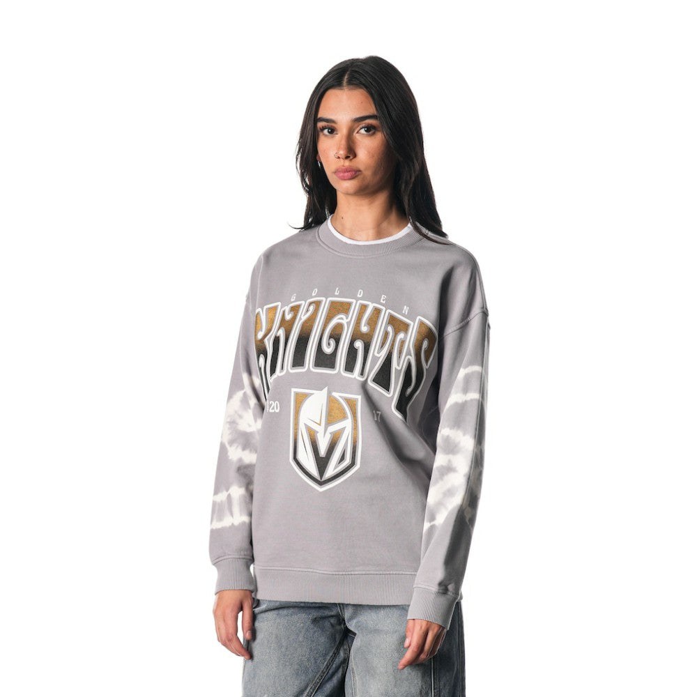 Vegas Golden Knights The Wild Collective Unisex Tie-Dye Double Collar Pullover Sweatshirt - Gray - NHL