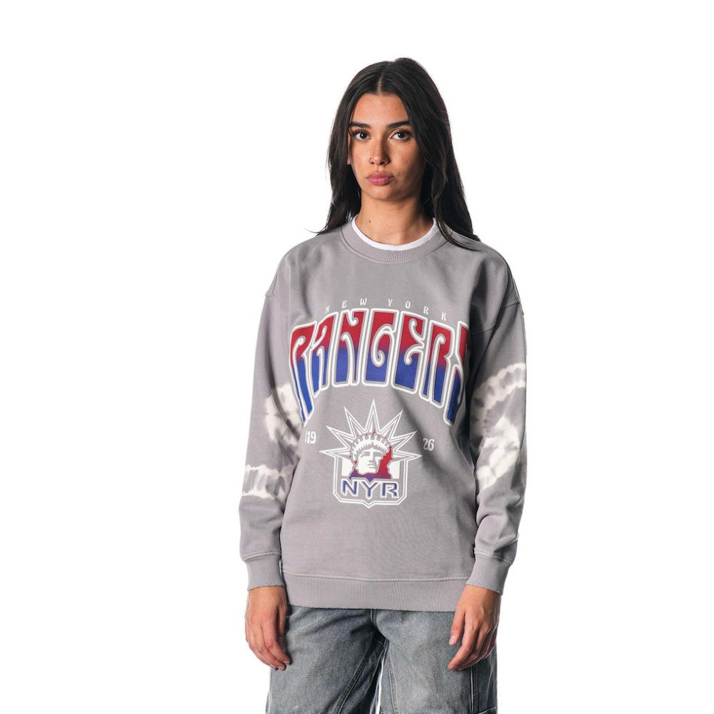 New York Rangers The Wild Collective Unisex Tie-Dye Double Collar Pullover Sweatshirt - Gray - NHL