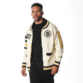 Boston Bruins The Wild Collective Unisex Jacquard Full-Zip Sweater - Cream - NHL