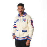New York Rangers The Wild Collective Unisex Jacquard Full-Zip Sweater - Cream - NHL