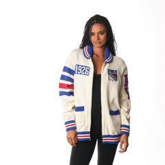 New York Rangers The Wild Collective Unisex Jacquard Full-Zip Sweater - Cream - NHL