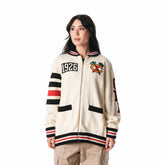 Chicago Blackhawks The Wild Collective Unisex Jacquard Full-Zip Sweater - Cream - NHL