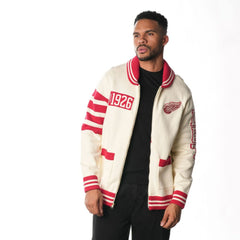 Detroit Red Wings The Wild Collective Unisex Jacquard Full-Zip Sweater - Cream - NHL