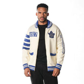 Toronto Maple Leafs The Wild Collective Unisex Jacquard Full-Zip Sweater - Cream - NHL