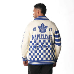 Toronto Maple Leafs The Wild Collective Unisex Jacquard Full-Zip Sweater - Cream - NHL