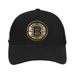 Boston Bruins Pro Standard Metallic Logo Pinch Front Adjustable Hat - Black - NHL