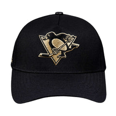 Pittsburgh Penguins Pro Standard Metallic Logo Pinch Front Adjustable Hat - Black - NHL