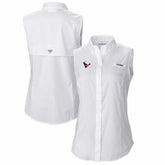 Houston Texans Women's PFG Tamiami Omni-Shade Sleeveless Button-Up Shirt White | Columbia