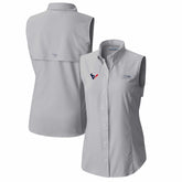 Houston Texans Women's PFG Tamiami Omni-Shade Sleeveless Button-Up Shirt Gray | Columbia