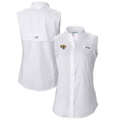 Jacksonville Jaguars Women's PFG Tamiami Omni-Shade Sleeveless Button-Up Shirt White | Columbia
