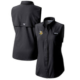 Minnesota Vikings Women's PFG Tamiami Omni-Shade Sleeveless Button-Up Shirt Black | Columbia