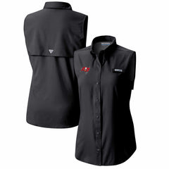 Tampa Bay Buccaneers Women's PFG Tamiami Omni-Shade Sleeveless Button-Up Shirt Black | Columbia