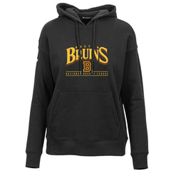 Boston Bruins Levelwear Women's Retro Adorn Spellout Pullover Hoodie - Black - NHL