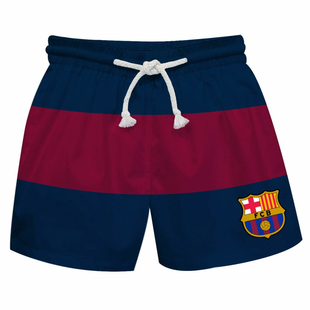 Barcelona Vive La Fete Youth Stripe Swim Trunks Navy/Maroon - FIFA World CUP