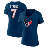 C.J. Stroud Houston Texans Women's Icon Player Name & Number V-Neck T-Shirt Navy | Fanatics
