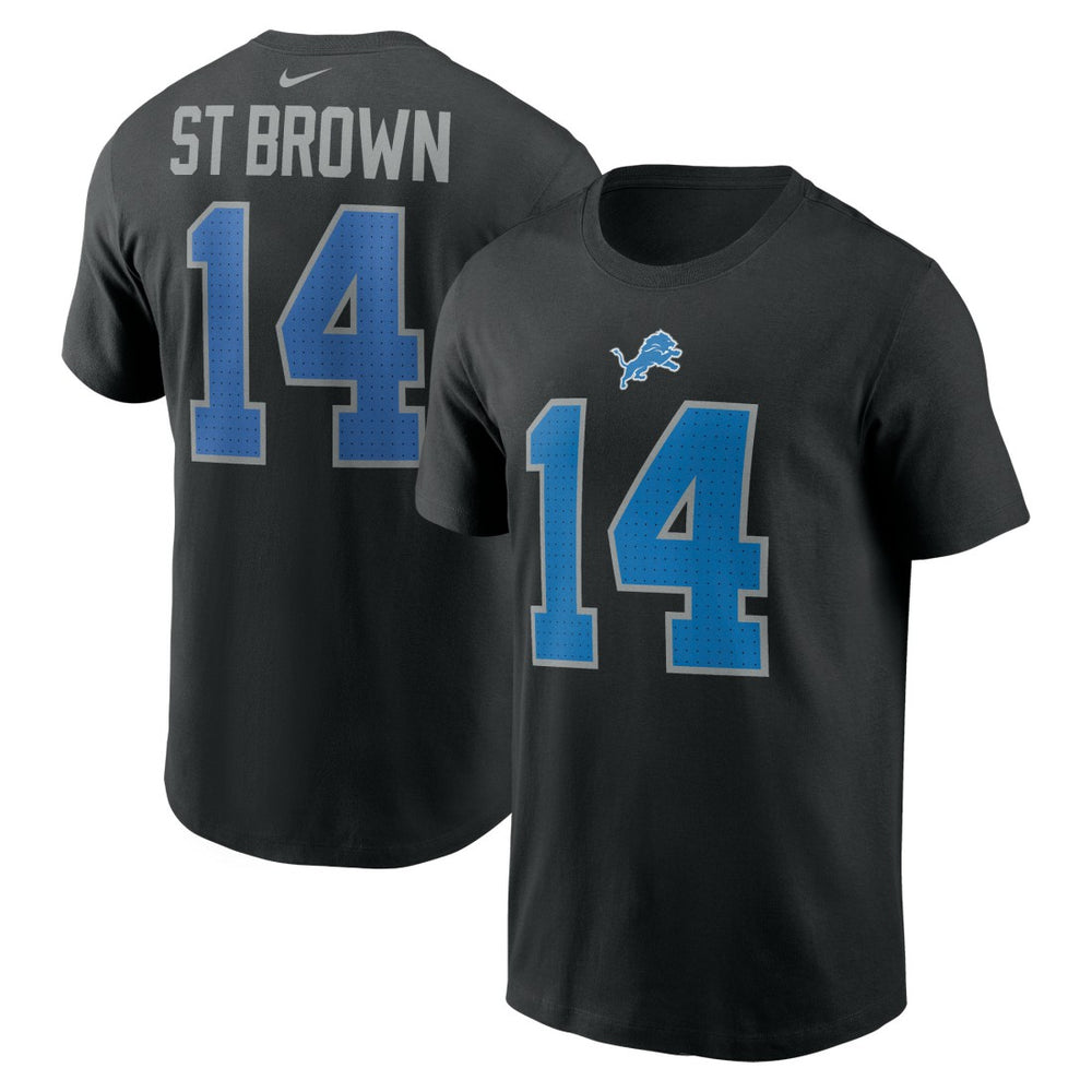 Amon-Ra St. Brown Detroit Lions Player Name & Number T-Shirt Black | Nike for Sale