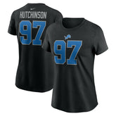 Aidan Hutchinson Detroit Lions Women's Player Name & Number T-Shirt Black | Nike for Sale