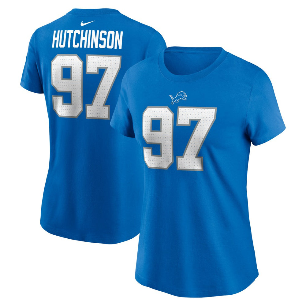 Aidan Hutchinson Detroit Lions Women's Player Name & Number T-Shirt Blue | Nike for Sale
