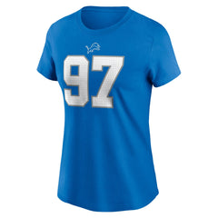 Aidan Hutchinson Detroit Lions Women's Player Name & Number T-Shirt Blue | Nike for Sale