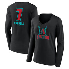 Corbin Carroll Arizona Diamondbacks Women's Name & Number Fastball V-Neck Long Sleeve T-Shirt - MLB