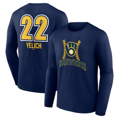 Christian Yelich Milwaukee Brewers Name & Number Fastball Long Sleeve T-Shirt - MLB