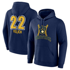 Christian Yelich Milwaukee Brewers Name & Number Fastball Pullover Hoodie - MLB