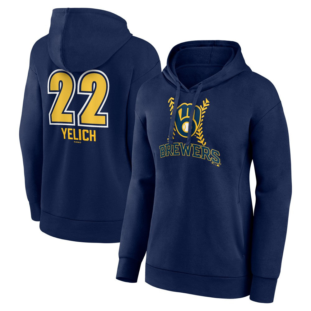 Christian Yelich Milwaukee Brewers Women's Name & Number Fastball Pullover Hoodie - MLB