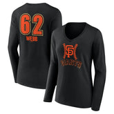 Logan Webb San Francisco Giants Women's Name & Number Fastball V-Neck Long Sleeve T-Shirt - MLB