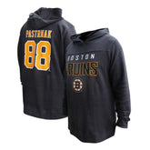 David Pastrnak Boston Bruins Profile Women's Plus Size Name & Number Thermal Pullover Hoodie - Black - NHL