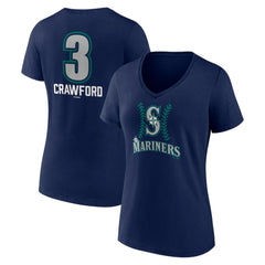 J.P. Crawford Seattle Mariners Women's Name & Number Fastball V-Neck T-Shirt - MLB