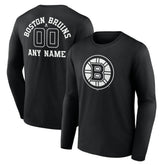 Boston Bruins Personalized Name & Number Monochrome Long Sleeve T-Shirt - Black - NHL