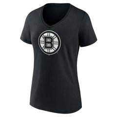 Boston Bruins Women's Personalized Name & Number Monochrome V-Neck T-Shirt - Black - NHL