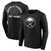 Buffalo Sabres Personalized Name & Number Monochrome Long Sleeve T-Shirt - Black - NHL