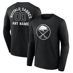 Buffalo Sabres Personalized Name & Number Monochrome Long Sleeve T-Shirt - Black - NHL